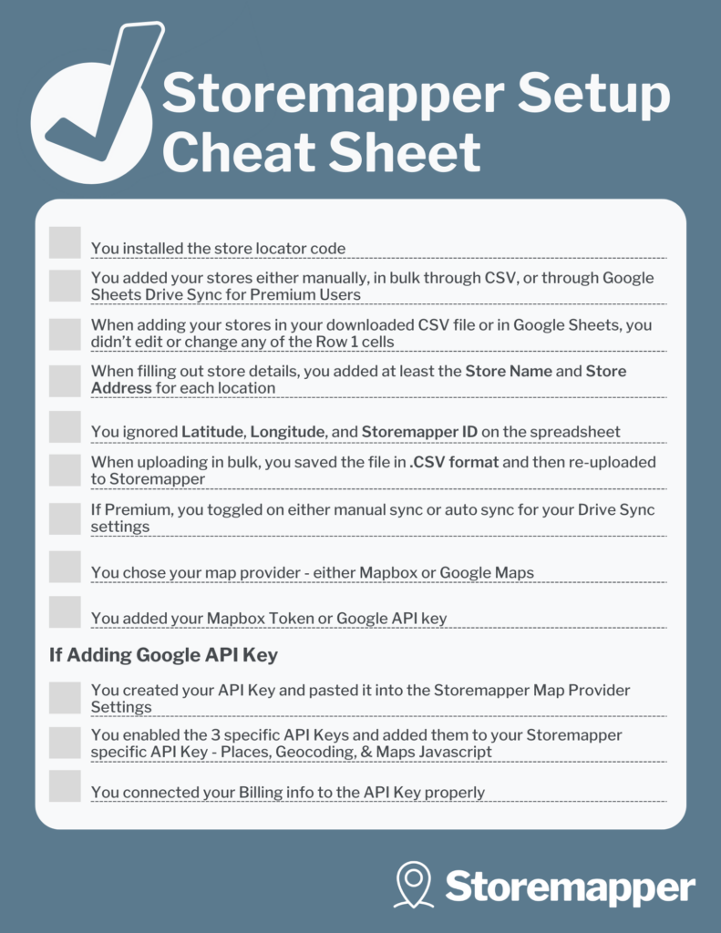 Storemapper Set Up Checklist