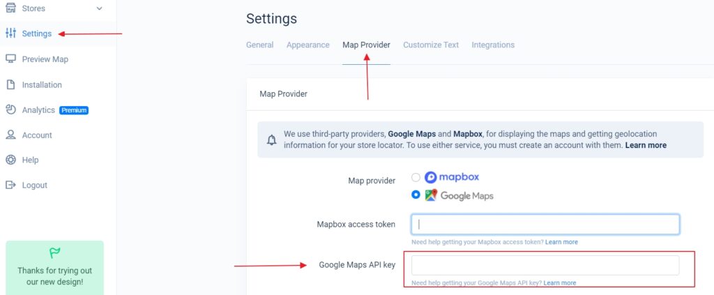 storemapper google maps api key