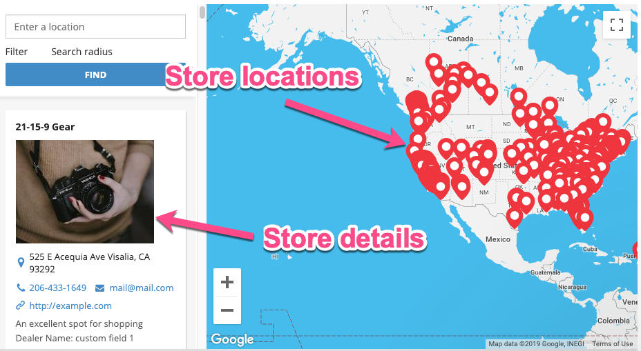 store locator map with store details