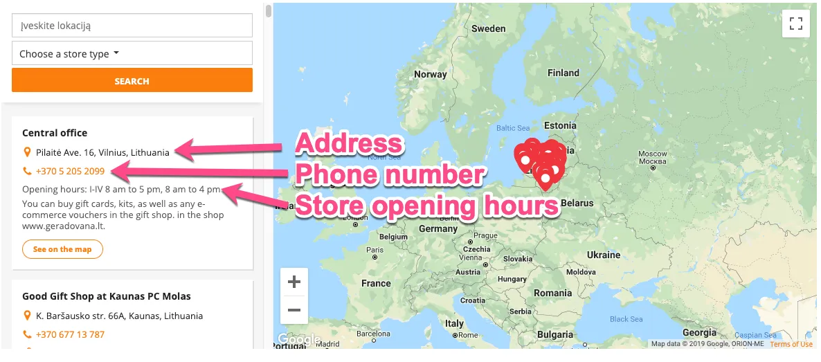 add location details to store locator