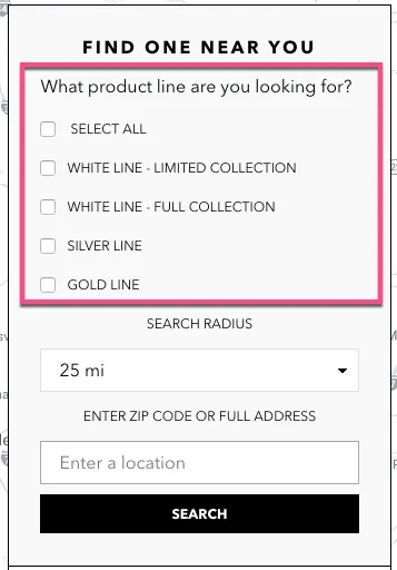 store locator filtering