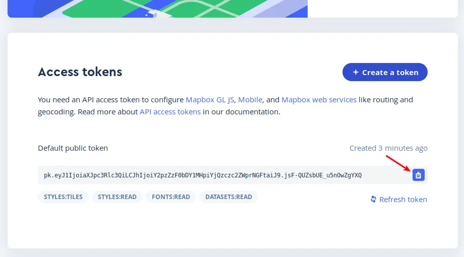 get token from mapbox