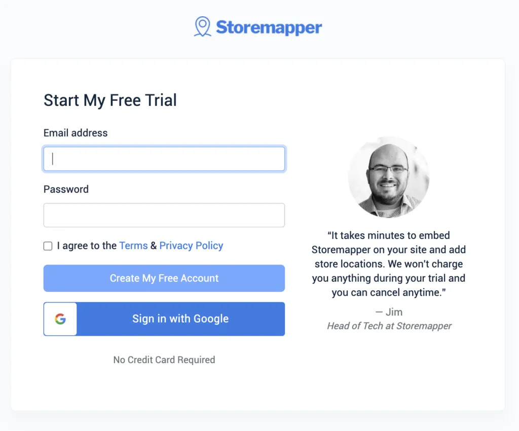 sign up for storemapper
