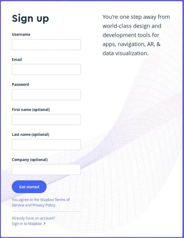 sign up for mapbox