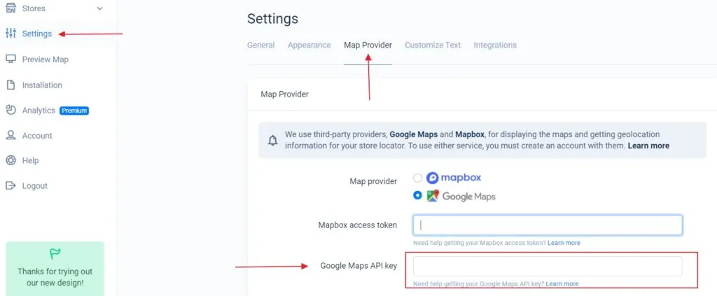 storemapper google maps api key
