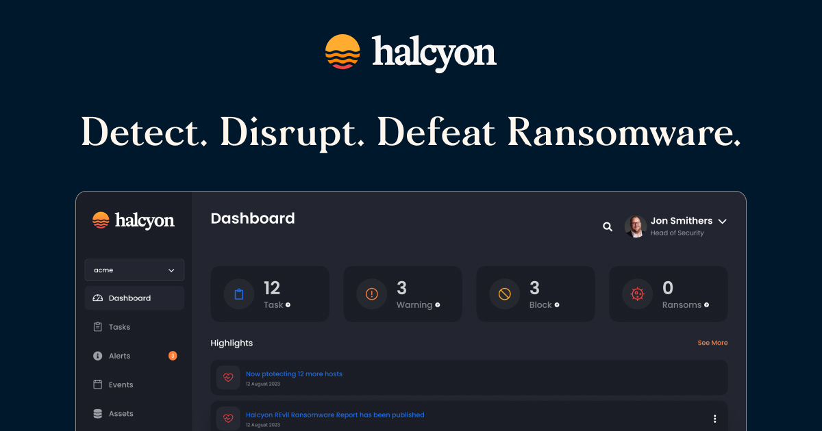 Halcyon Anti Ransomware and Cyber Resilience Platform