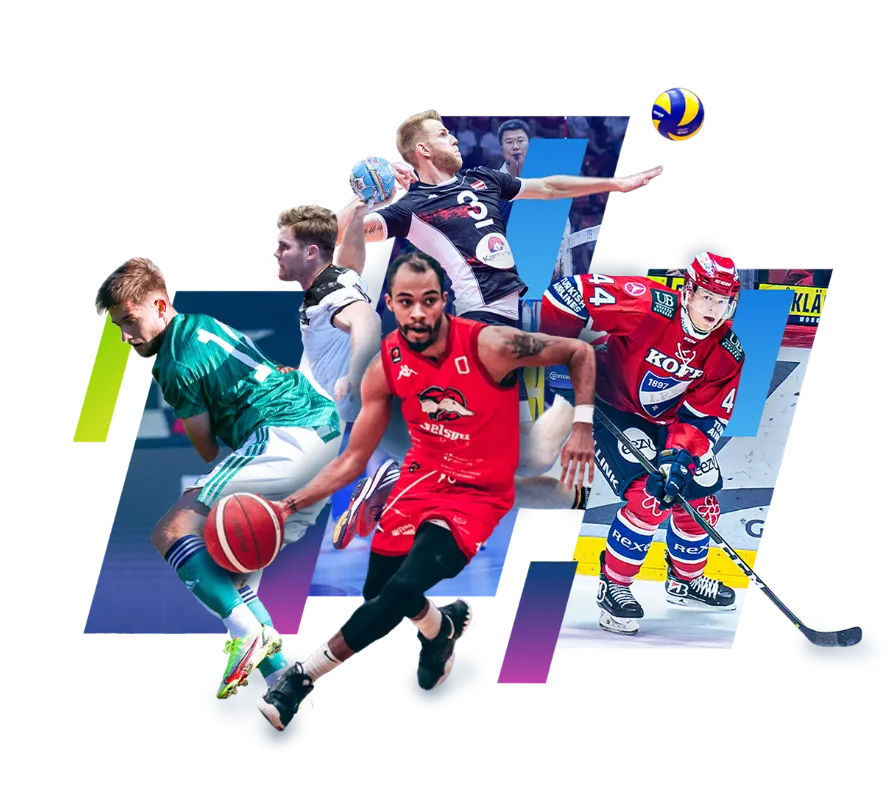 Hero image picturing multiple snippets of sports.