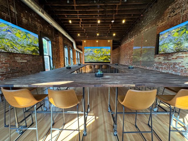 The Forum event space is perfect for gatherings or entertainment, boasting the largest TV in Stillwater including 6 other 95" TV's, with a custom kitchen for dinner parties