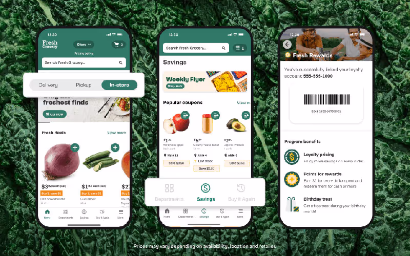 Instacart In-Store mode displayed on mobile phones.