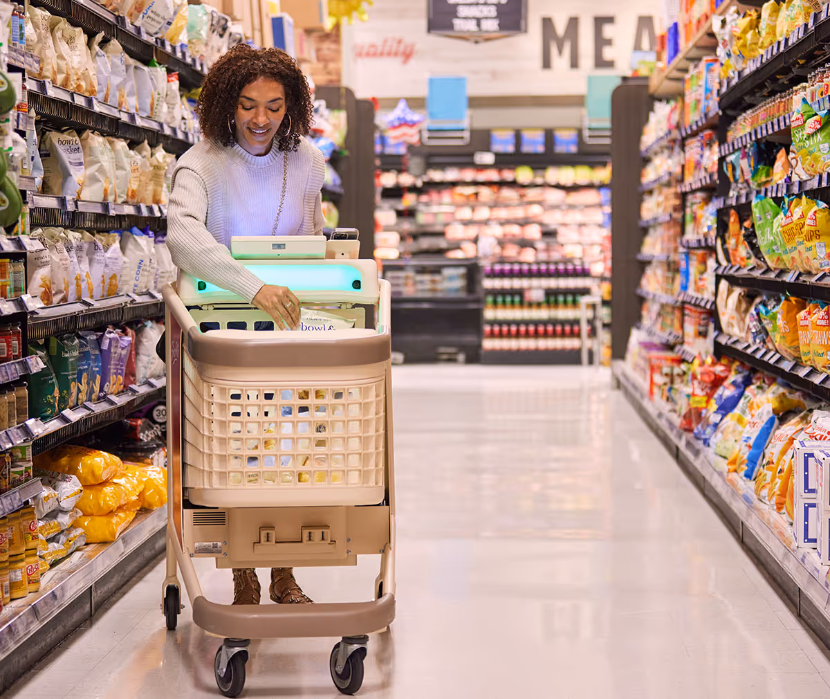 Customer shopping with Caper Cart