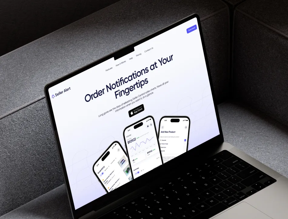 Tablet displaying "Other notifications at your fingertips" with three smartphone screen illustrations showing notification interfaces, placed on dark textured surface