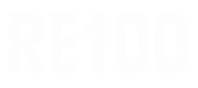 RE100 logo - knockout style in white