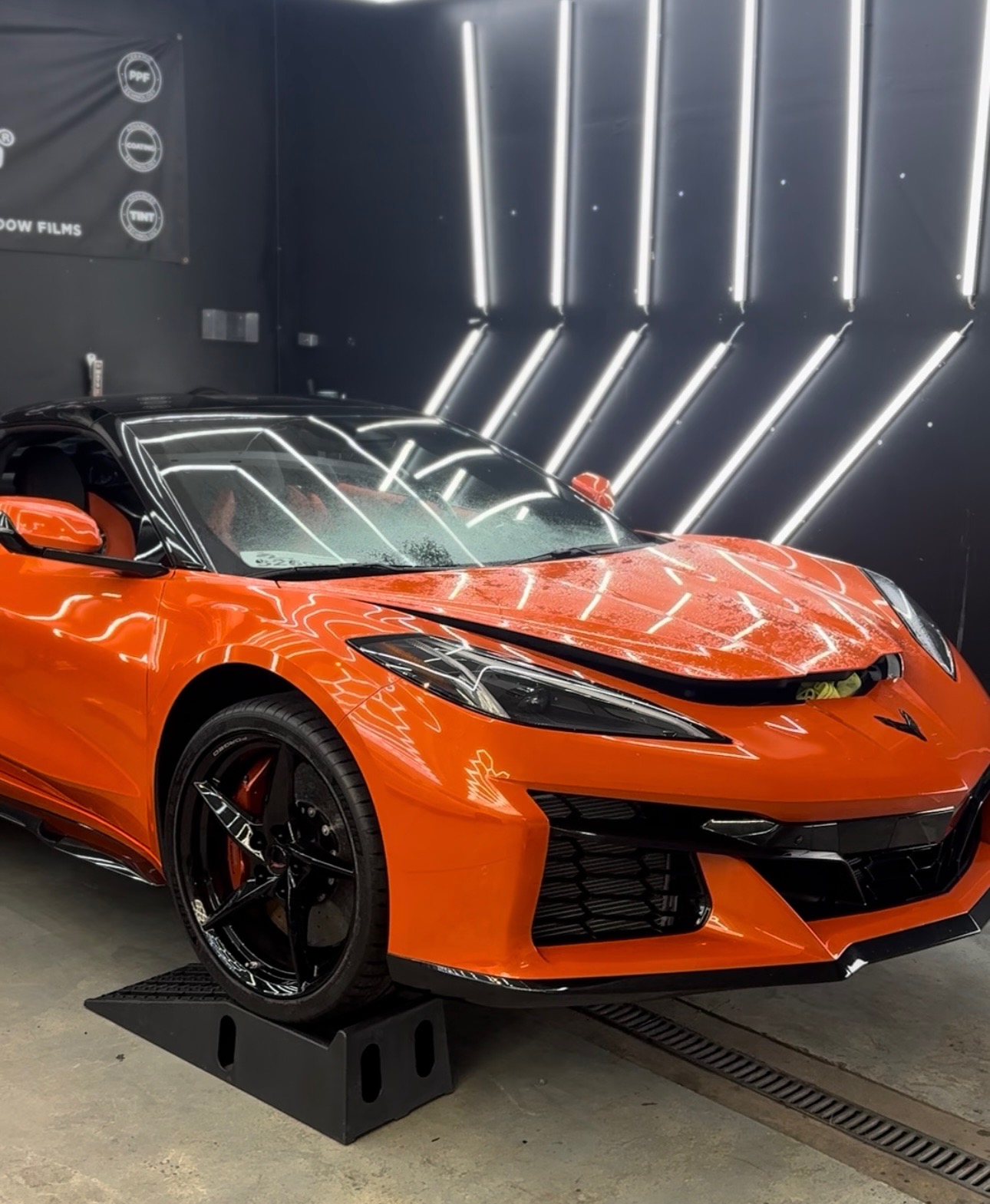 Chevrolet Corvette C8 during paint correction at Lux Auto Lab