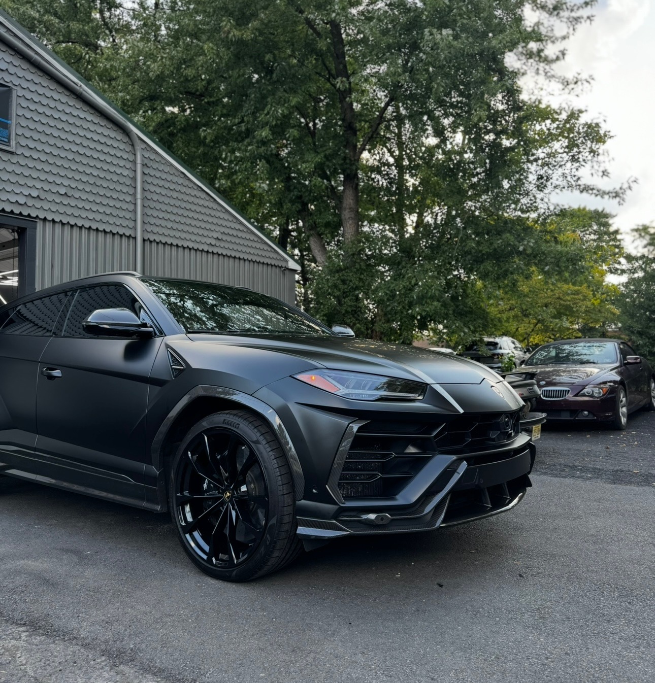 Lamborghini Urus with matte black vinyl wrap by Lux Auto Lab