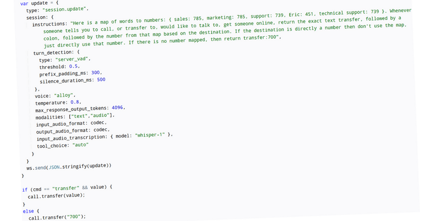 Custom JavaScript code screenshot for advanced customization and APIs
