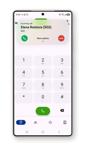 Incoming call in Vodia Android Phone 2