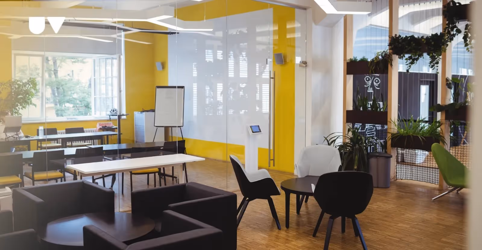 A modern office space.