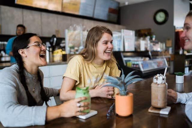 Three women having a good conversation