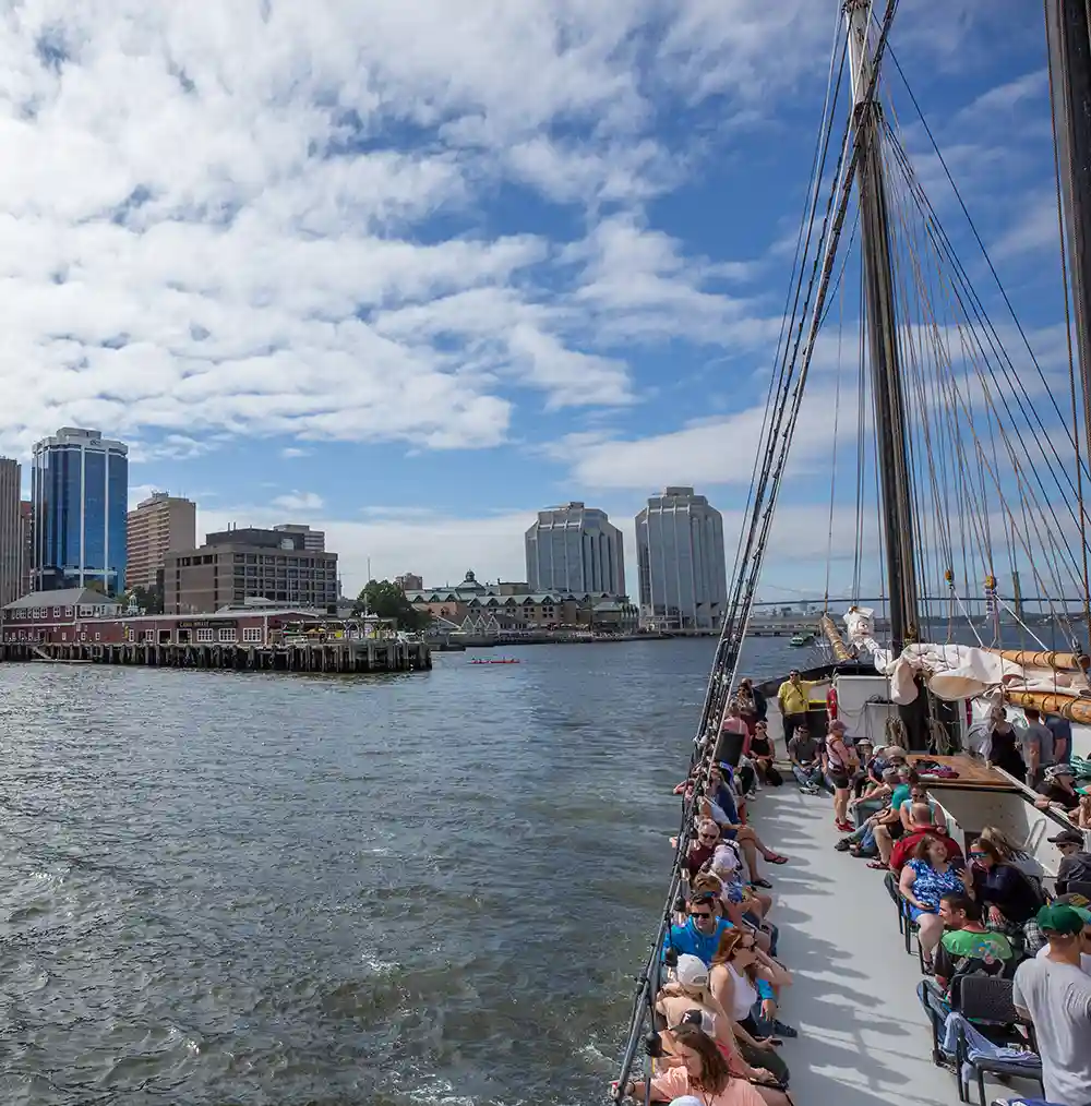 The Tall Ship Silva cruises the Halifax Harbour on a beautiful, sunny day.