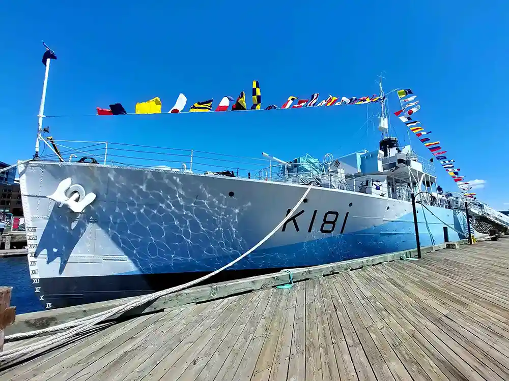 HMCS Sackville berthed on the Halifax Waterfront.