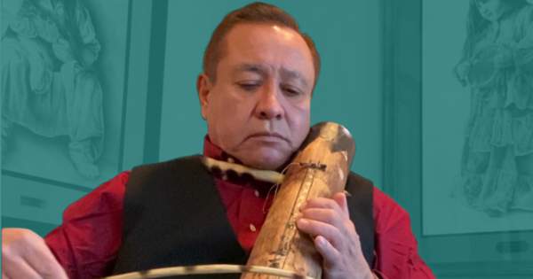 Apache artist Terrill Goseyun (San Carlos Apache) channels a deep attentiveness to land, memory, and beauty into his violin-making and photo-realistic drawings. 