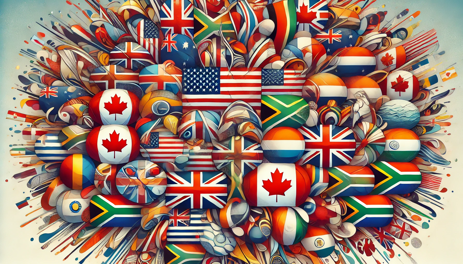 DALL·E 2024-11-25 19.11.08 - A vibrant and artistic collage featuring flags of countries where English is an official language. The collage includes the flags of the United States.webp