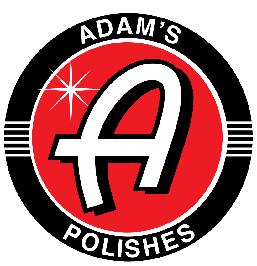 Adam's Polishes logo with a bold white letter A on red and black circular background.