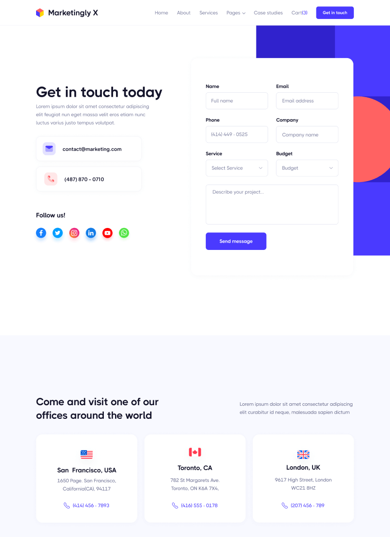 Contact V3 - Marketingly X Webflow Template