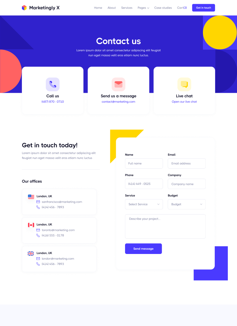 Contact V1 - Marketingly X Webflow Template