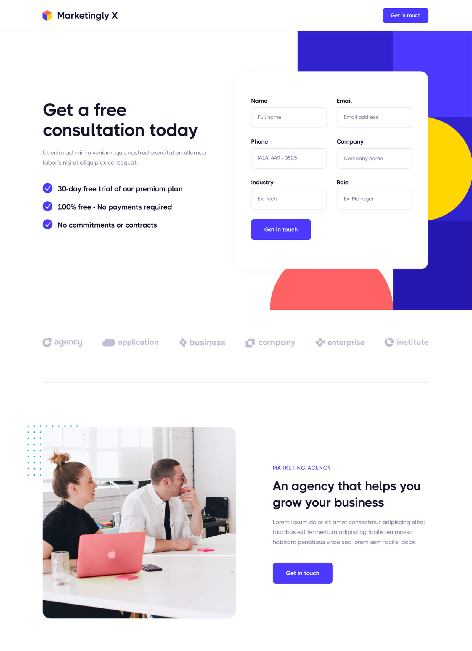 Form Landing Page - Marketingly X Webflow Template