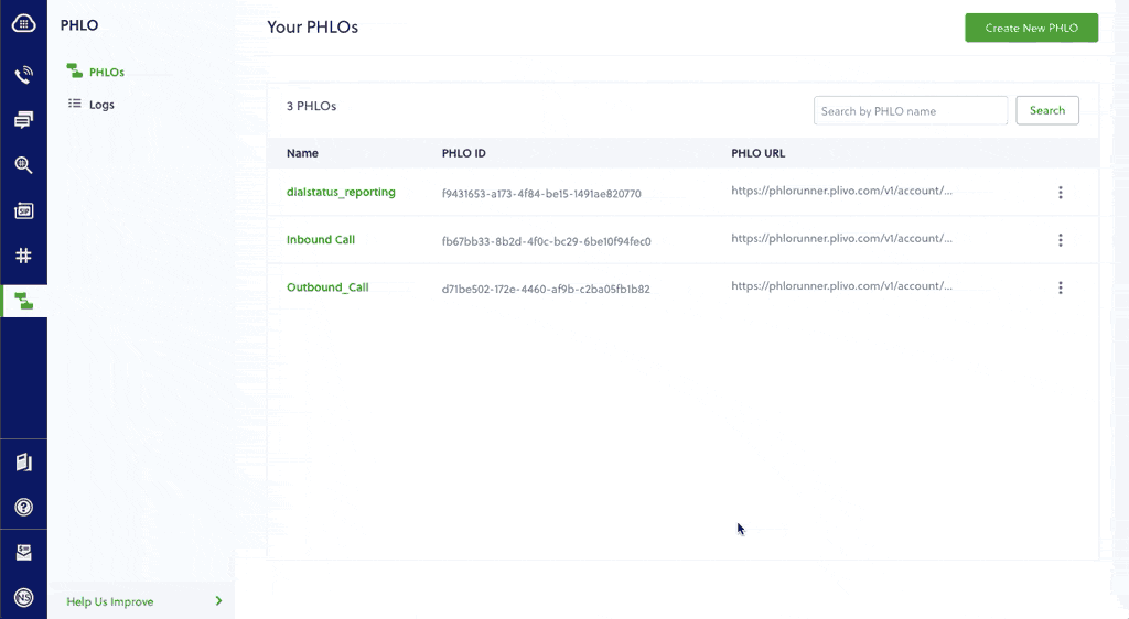 Create a PHLO to receive incoming call