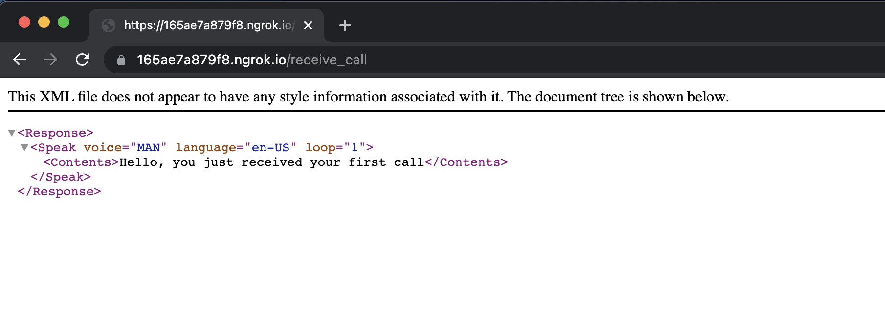 XML document with Speak XML element