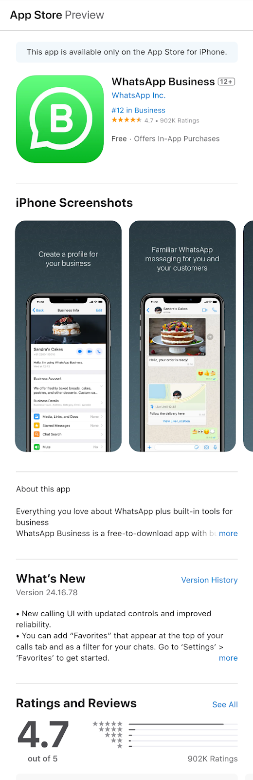 Image showing WhatsApp Business app on Apple Store‍