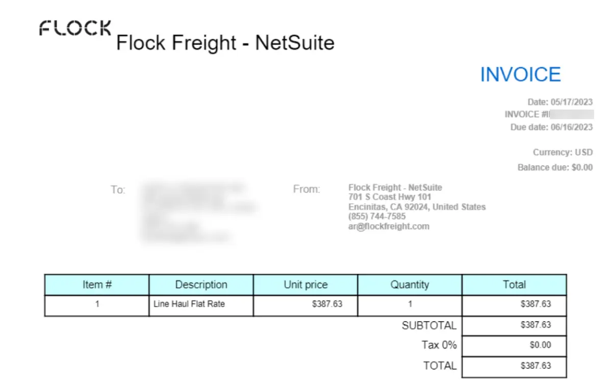 Netsuite invoice example