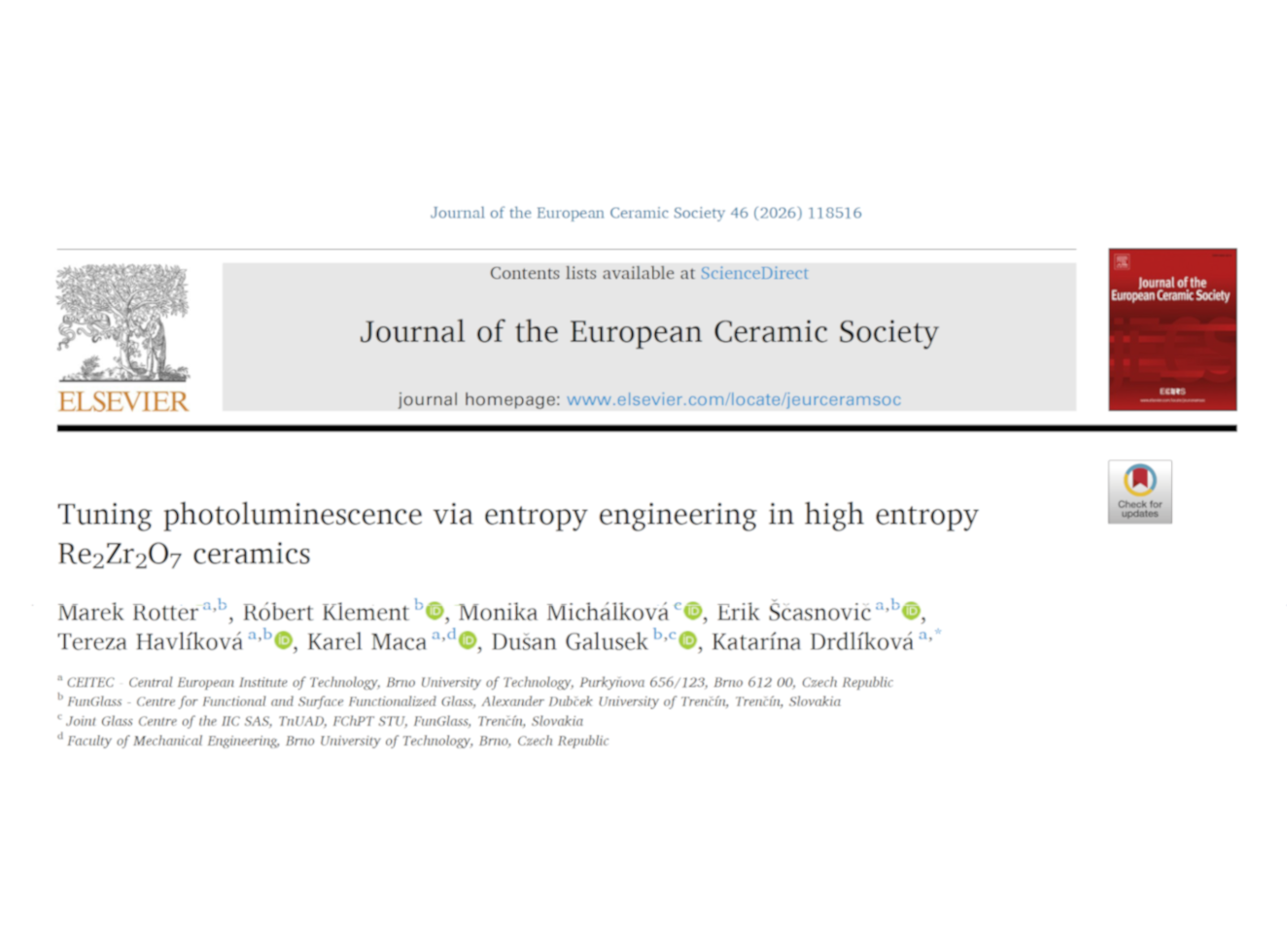 Young Researchers and Senior Experts Join Forces in New JECS Publication within the GlaCerHub Project