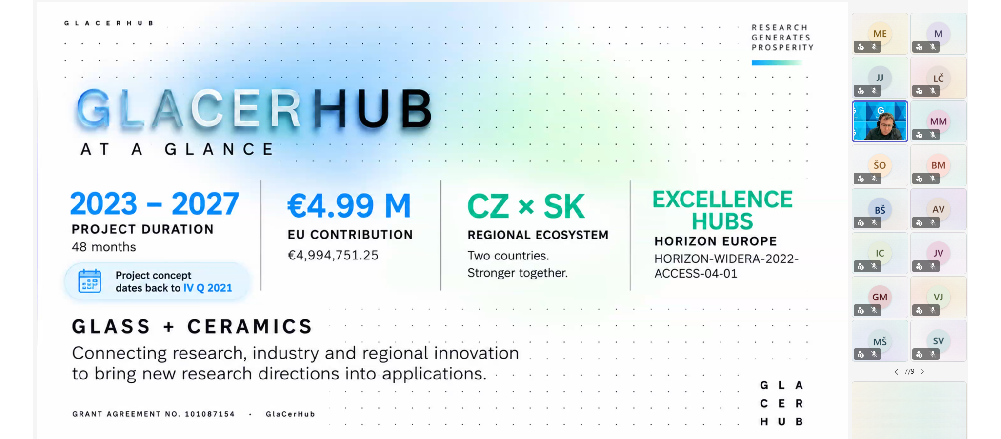 GlaCerHub Presented as a Success Story at the Czech–Slovak Webinar on Excellence Hubs 2027