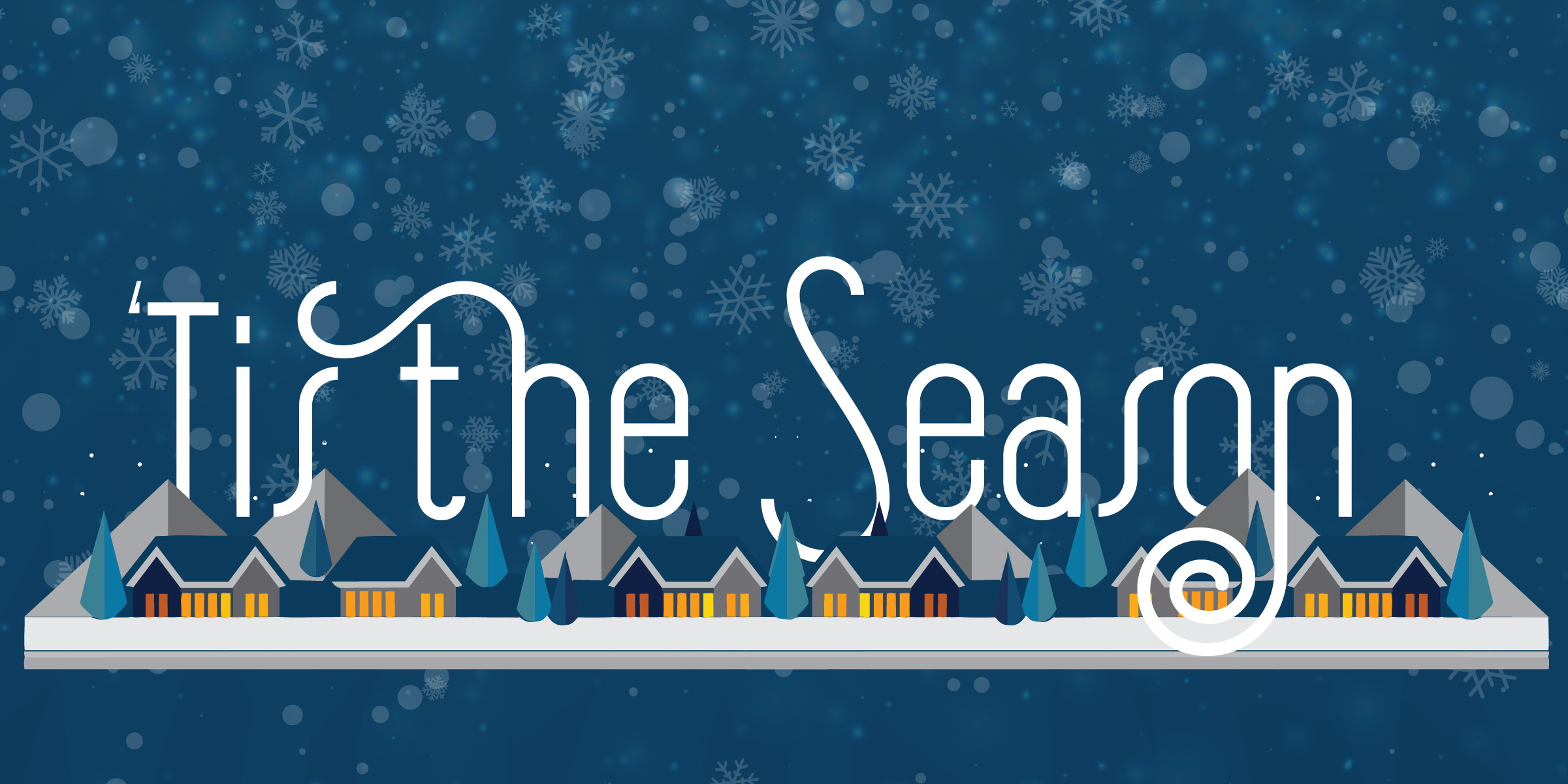 illustration of snowfall over houses