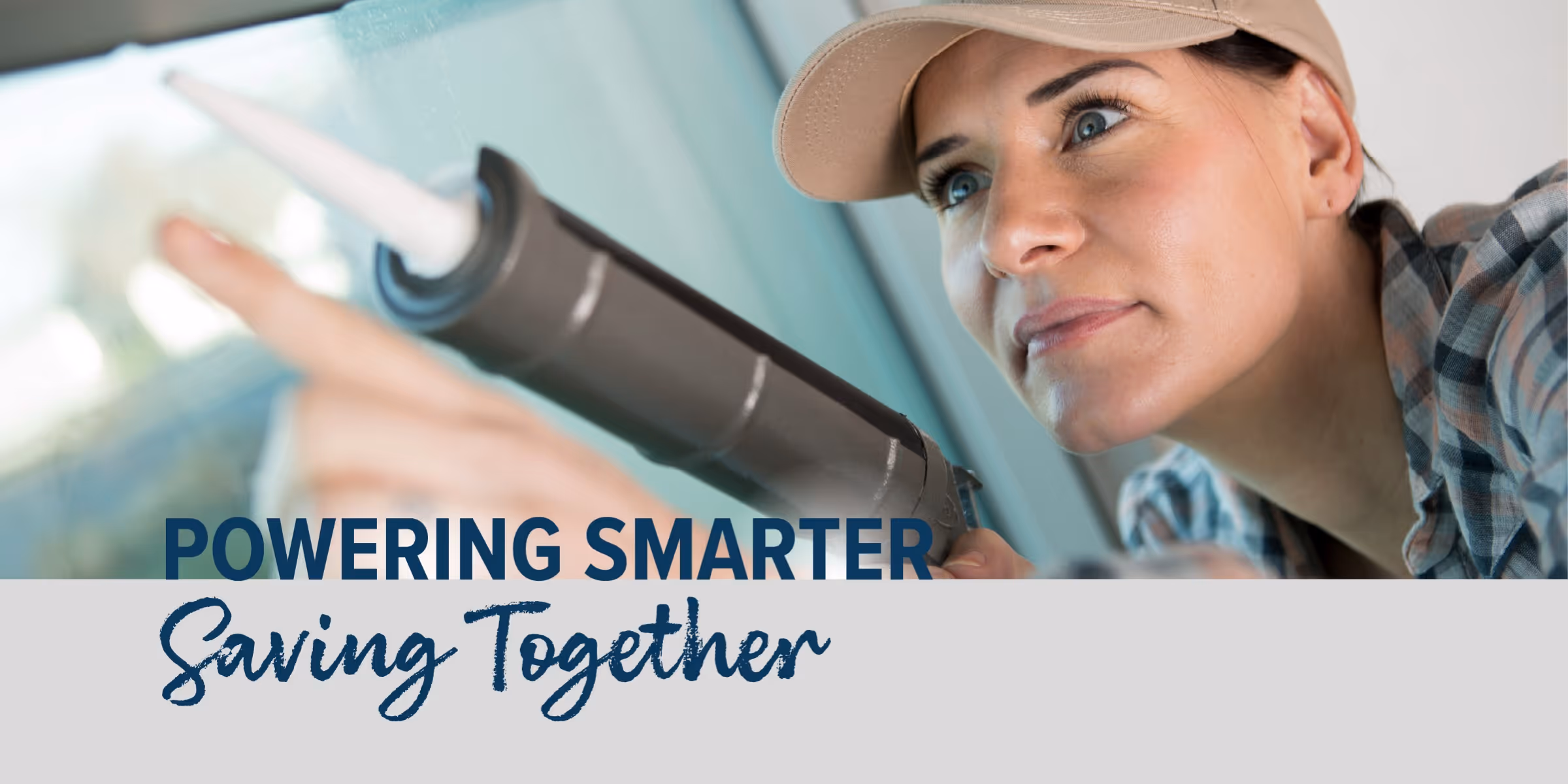 Woman sealing a window