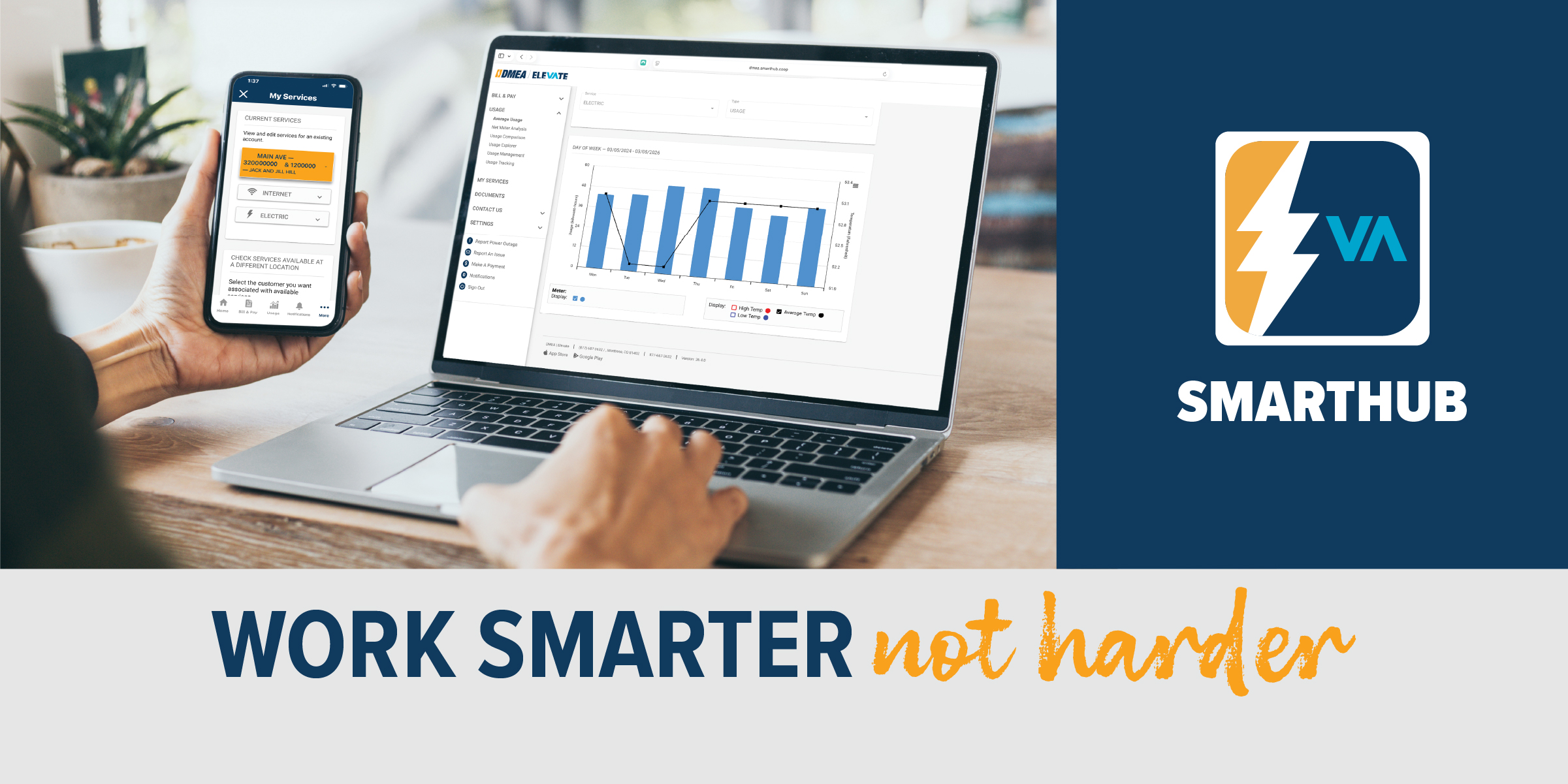 Person reviewing their energy use on SmartHub