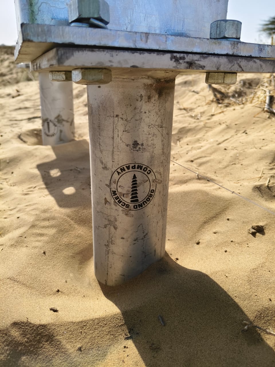 Pulll-out test conducted on ground screw on a site