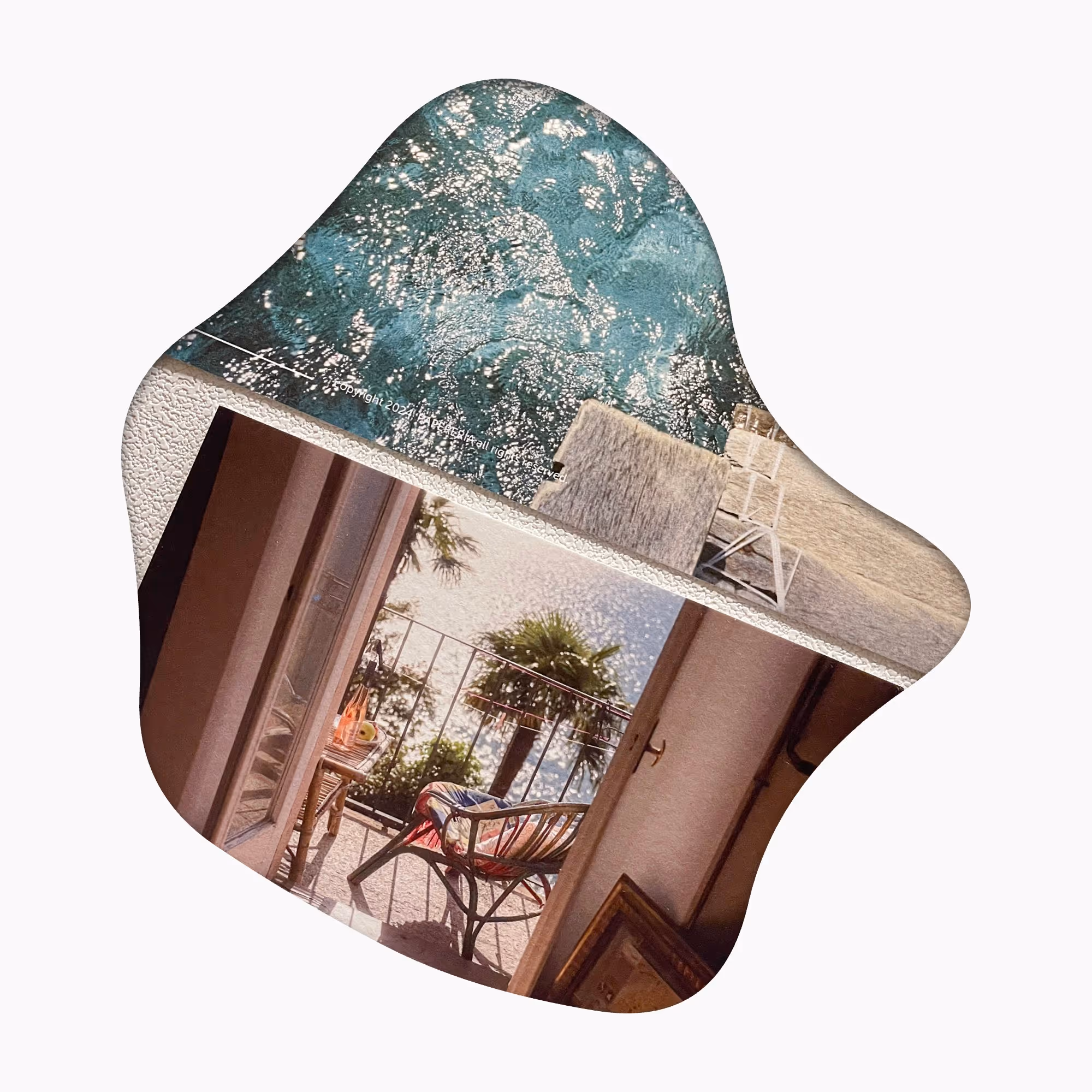 독자들에게 쓴 손글씨 편지. 한쪽에 접힌 흔적과 노란색 배경 위 어린이가 찍힌 우표가 붙어 있음.