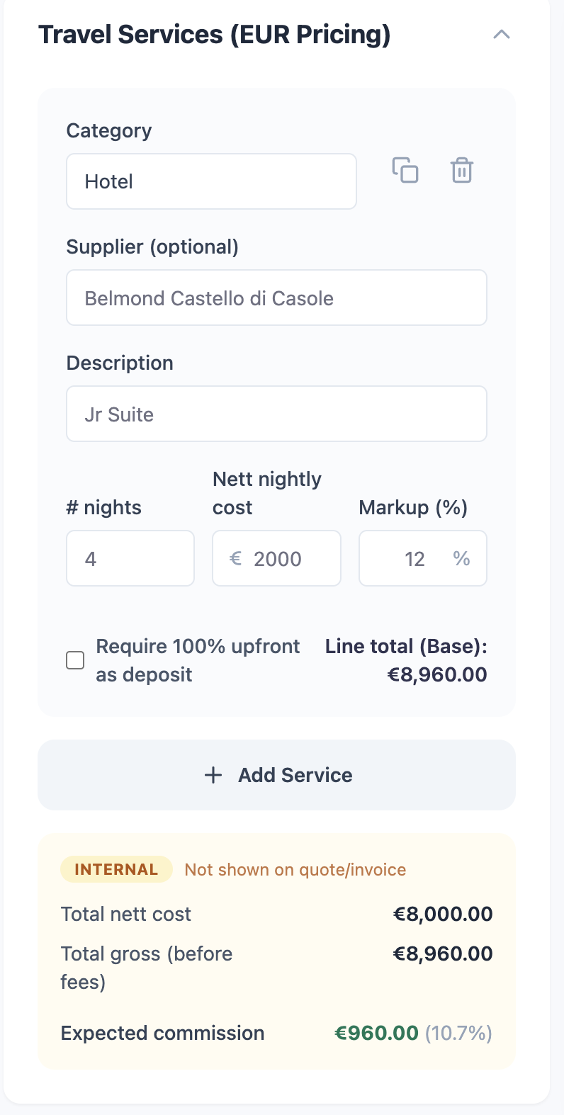 Adding a line item in the Tracker