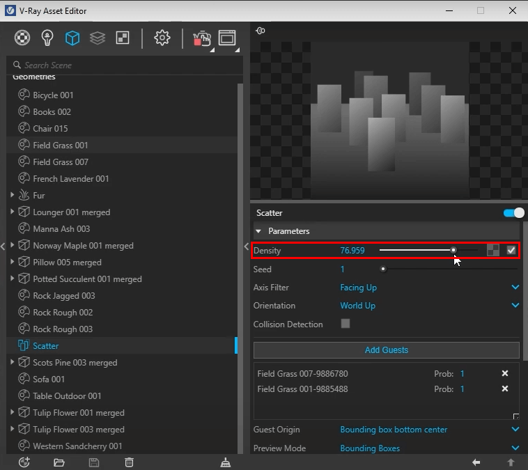 Scatter density in V-Ray for SketchUp
