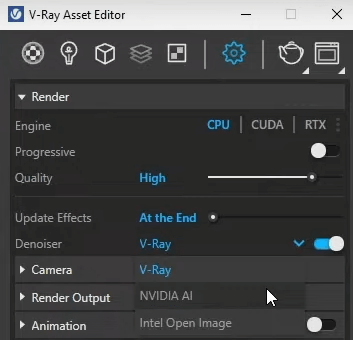 Enabling deoiser in V-Ray for SketchUp