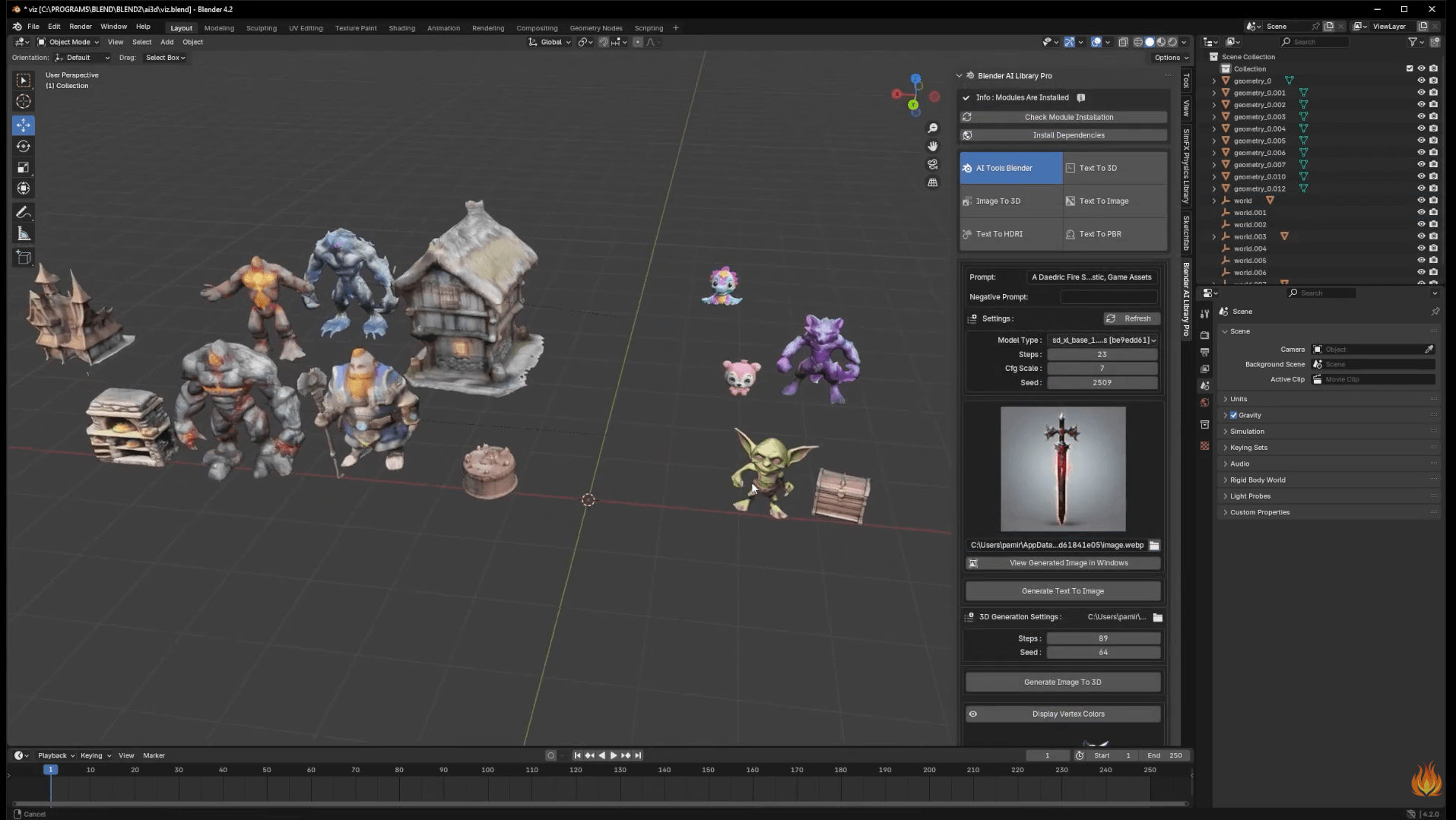 Blender AI Library Pro all-in-one AI generation suite interface