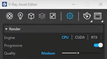 V-Ray rendering engines selection