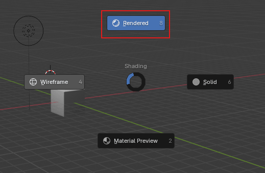 Switching to Rendered view mode in Blender's viewport