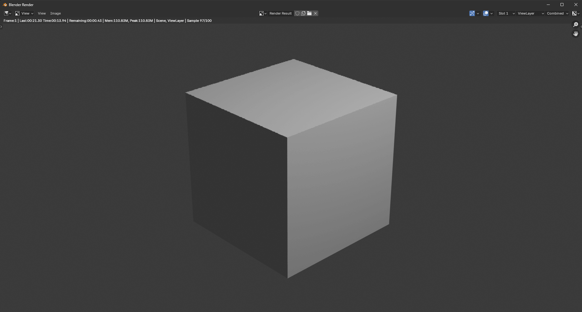 Blender sampling the scene during render with progress in the status bar
