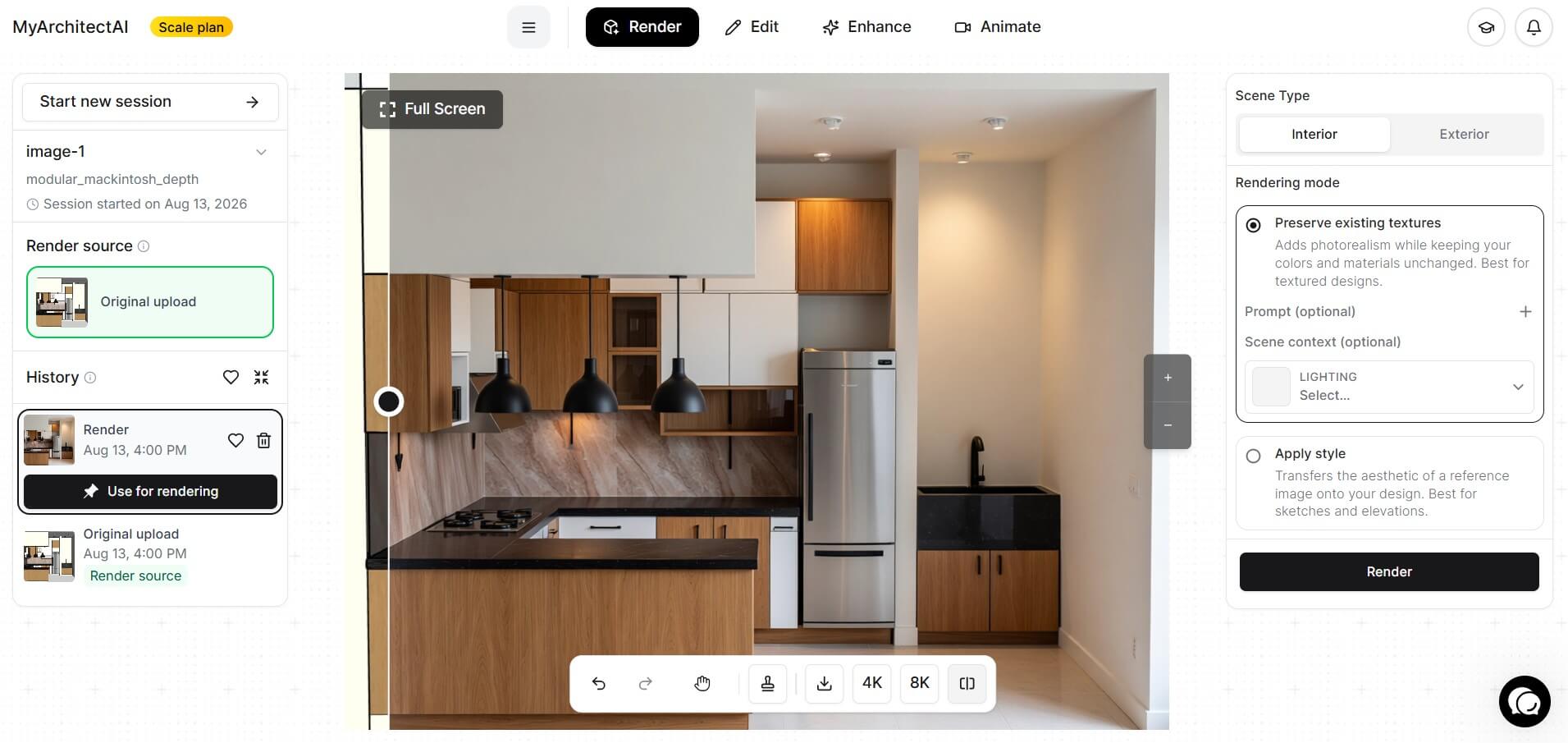 MyArchitectAI kitchen AI rendering