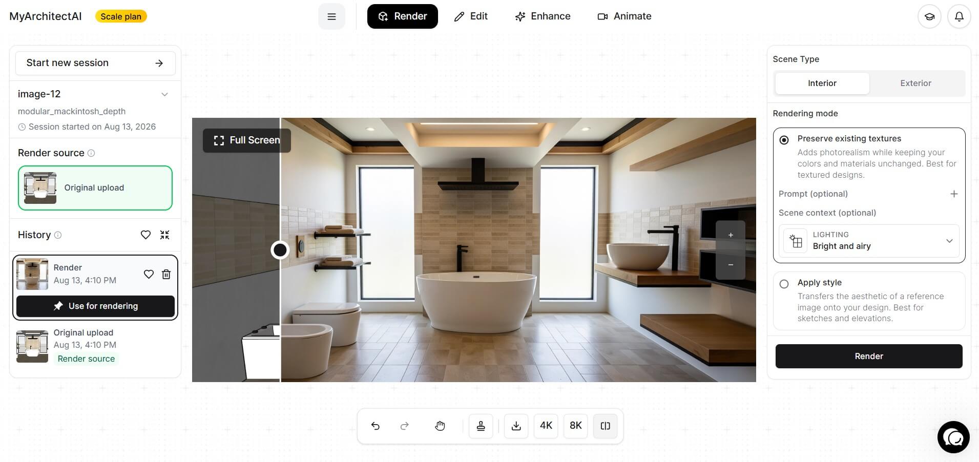 MyArchitectAI bathroom AI rendering